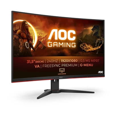 מסך גיימינג AOC 31.5" 240HZ FREESYNC C32G2ZE גודל 31.5 אינץ 24 חודשי אחריות יבואן רשמי בנדא מגנטיק